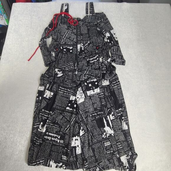 IC By Connie K Newspaper print women's jumpsuit Harem pants Medium Art to Wear - Picture 6 of 15